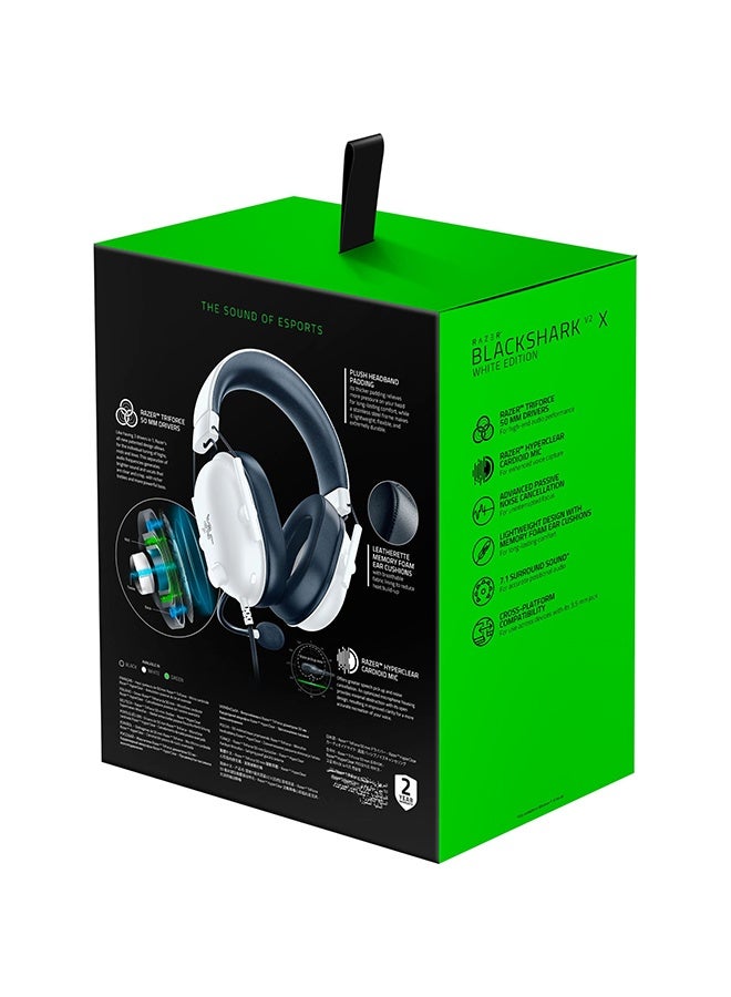 ريزر سماعة رأس BlackShark V2 X السلكية للألعاب الإلكترونية، صوت محيطي 7.1، مكبرات صوت 50 مم، تصميم خفيف الوزن 240 غرام، ميكروفون عازل للضوضاء، وسائد مريحة من إسفنج الذاكرة الهجين، متوافقة مع أجهزة الكمبيوتر الشخصية، ماك، بلاي ستيشن 4، بلاي ستيشن 5، نينتندو سويتش، إكس بوكس ​​ون، إكس بوكس ​​سيريس إكس/إس، والهواتف المحمولة، لون أبيض | RZ04-03240700-R3M1 - Image 5